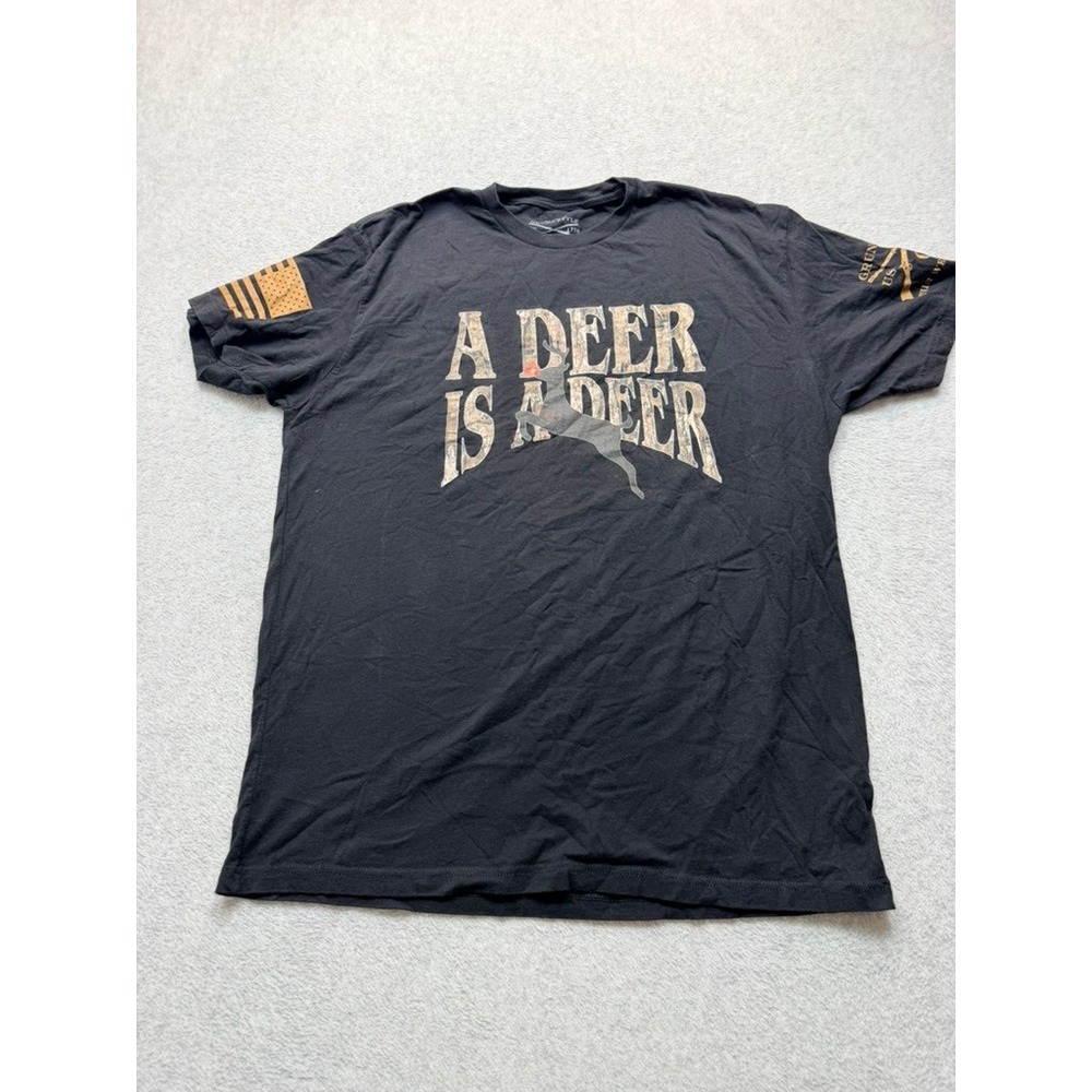Grunt Style Mens Black A Deer Is A Deer Graphic T-Shirt Size XL Short Sleeve